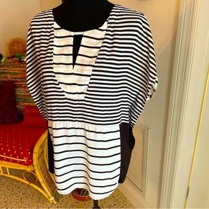 Anthropologie One September Black and White Stripe Pullover Top!